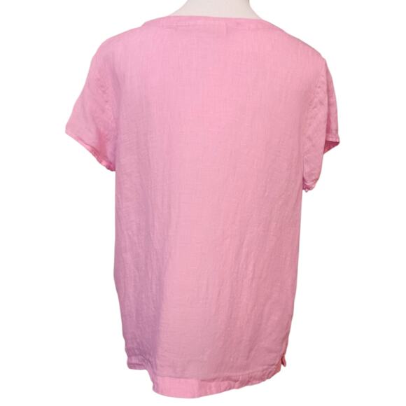 CYNTHIA ROWLEY 100%‎ Linen Top Blouse M Lightweight Pink Summer Layering Natural - Picture 10 of 10